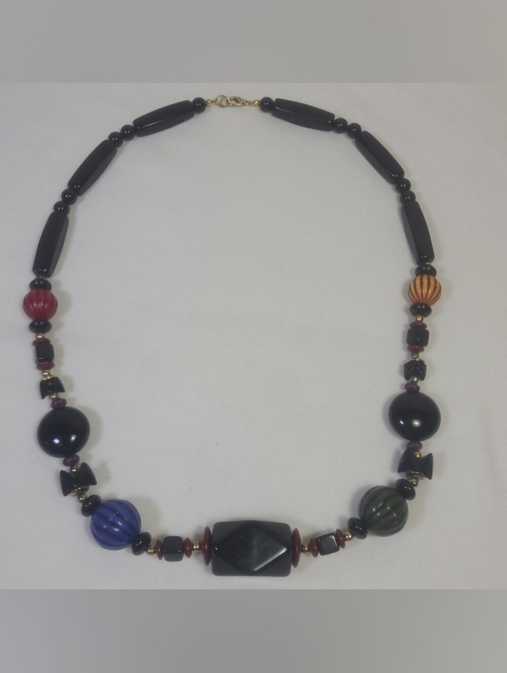 Vintage Chunky Art Deco Mid Century Modern Acrylic Beaded Necklace